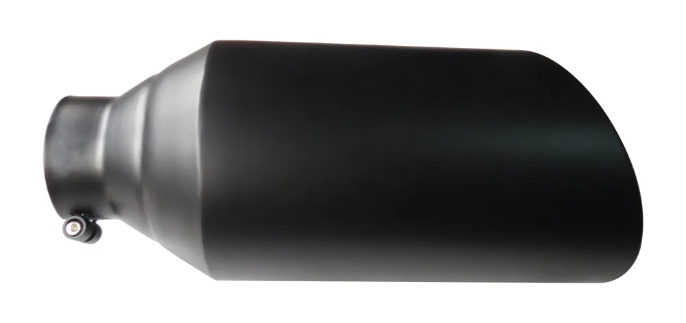 414B – SPEEDFX Exhaust Tail Pipe Tip, 4 Inch Inlet 8 Inch Outlet Black Stainless Steel Round Angled Cut Rolled Edge 1...